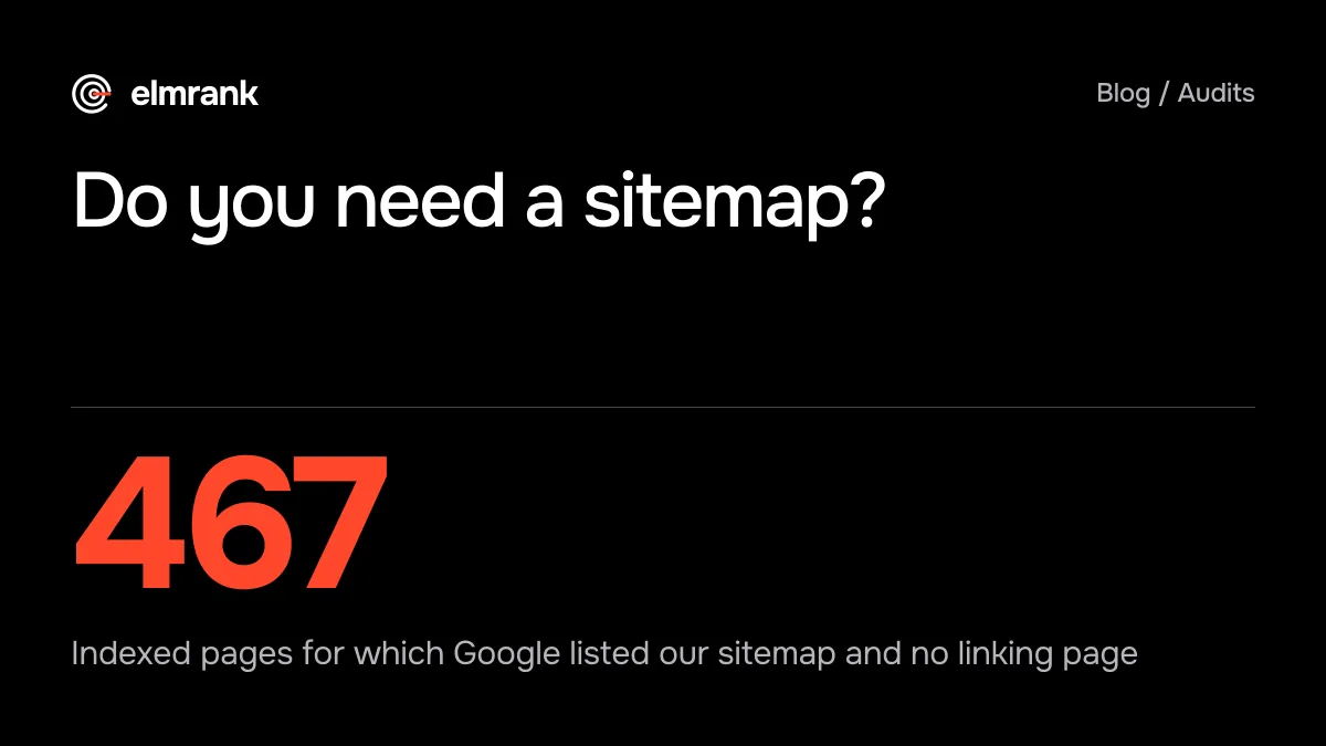 Do you need a sitemap?: 467 Indexed pages for which Google listed our sitemap and no linking page.
